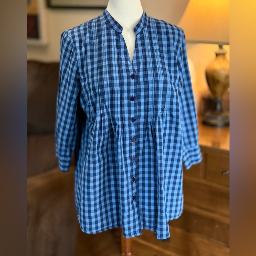Blair Blue Plaid Button Down 💯 Cotton Shirt - Picture 2 of 9